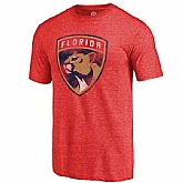 Men's Florida Panthers Distressed Team Primary Logo Tri Blend T-Shirt Red FengYun,baseball caps,new era cap wholesale,wholesale hats